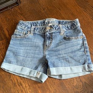 Blue denim shorts